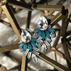 Turquoise and faux Diamond Bauble Bar earrings